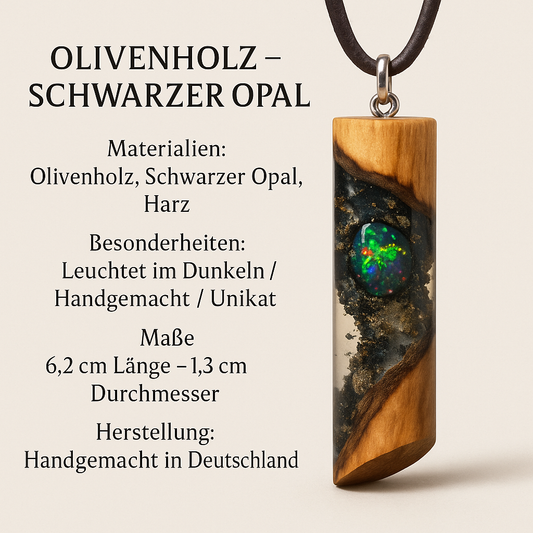 Olivenholz - Schwarzer Opal