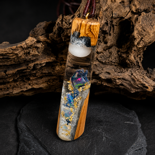 Olivenholz - Schwarzer Opal