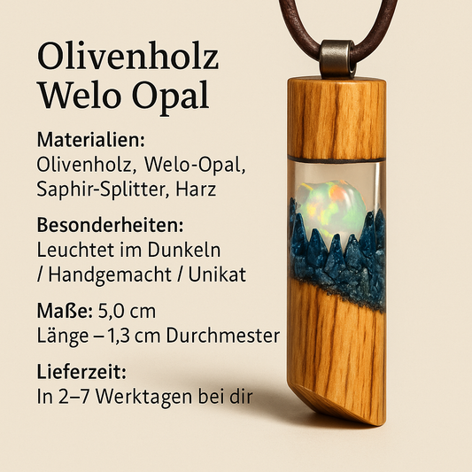 Olivenholz - Welo Opal - Saphir